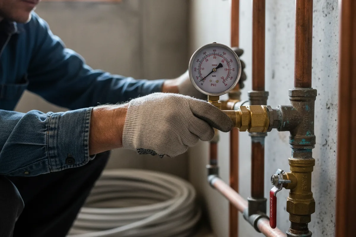 Pressure testing a repaired line during Water Line Repair in Immaculata